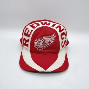 Detroit Red Wings NHL Snapback Hat Twins Enterprise Red White Embroidered